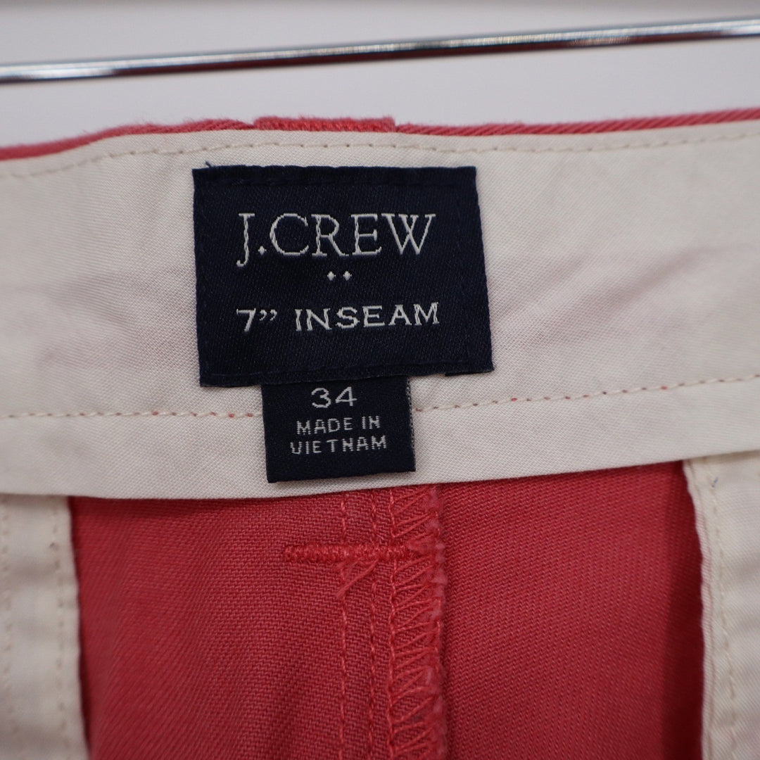 J.Crew Mens 7 Inch Inseam Re-Imagined Chino Shorts Coral Pink Size 34 Stretch