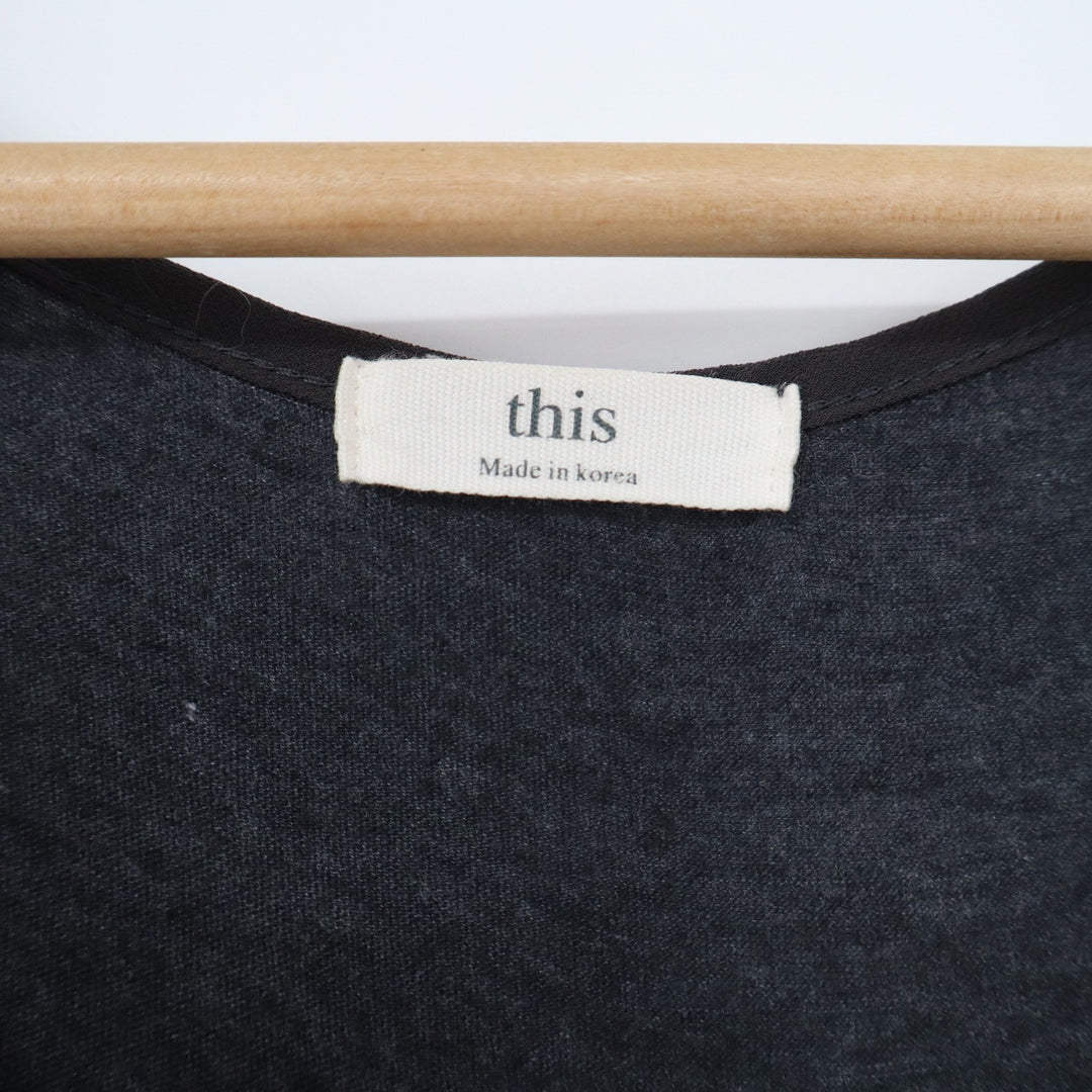 This Korea Layered Asymmetric Tank Top Charcoal Gray Button Front One Size