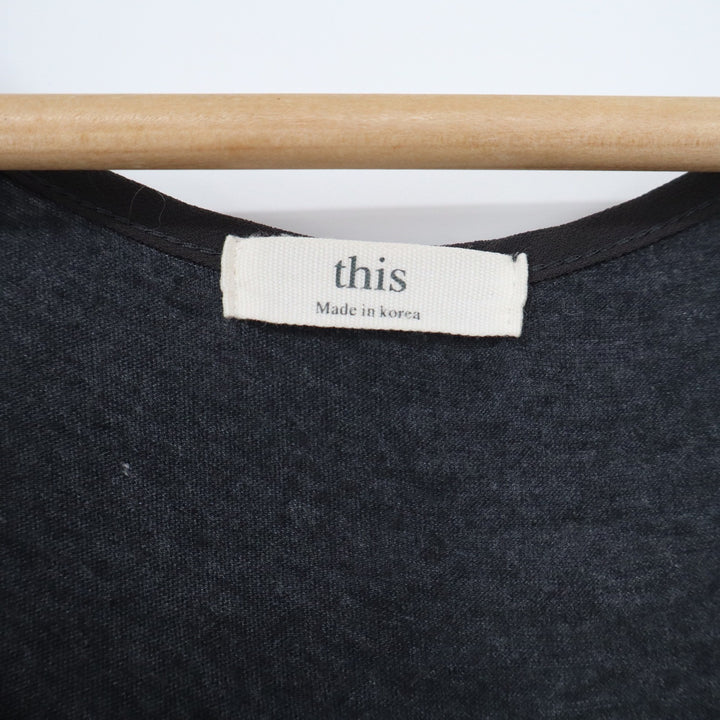 This Korea Layered Asymmetric Tank Top Charcoal Gray Button Front One Size