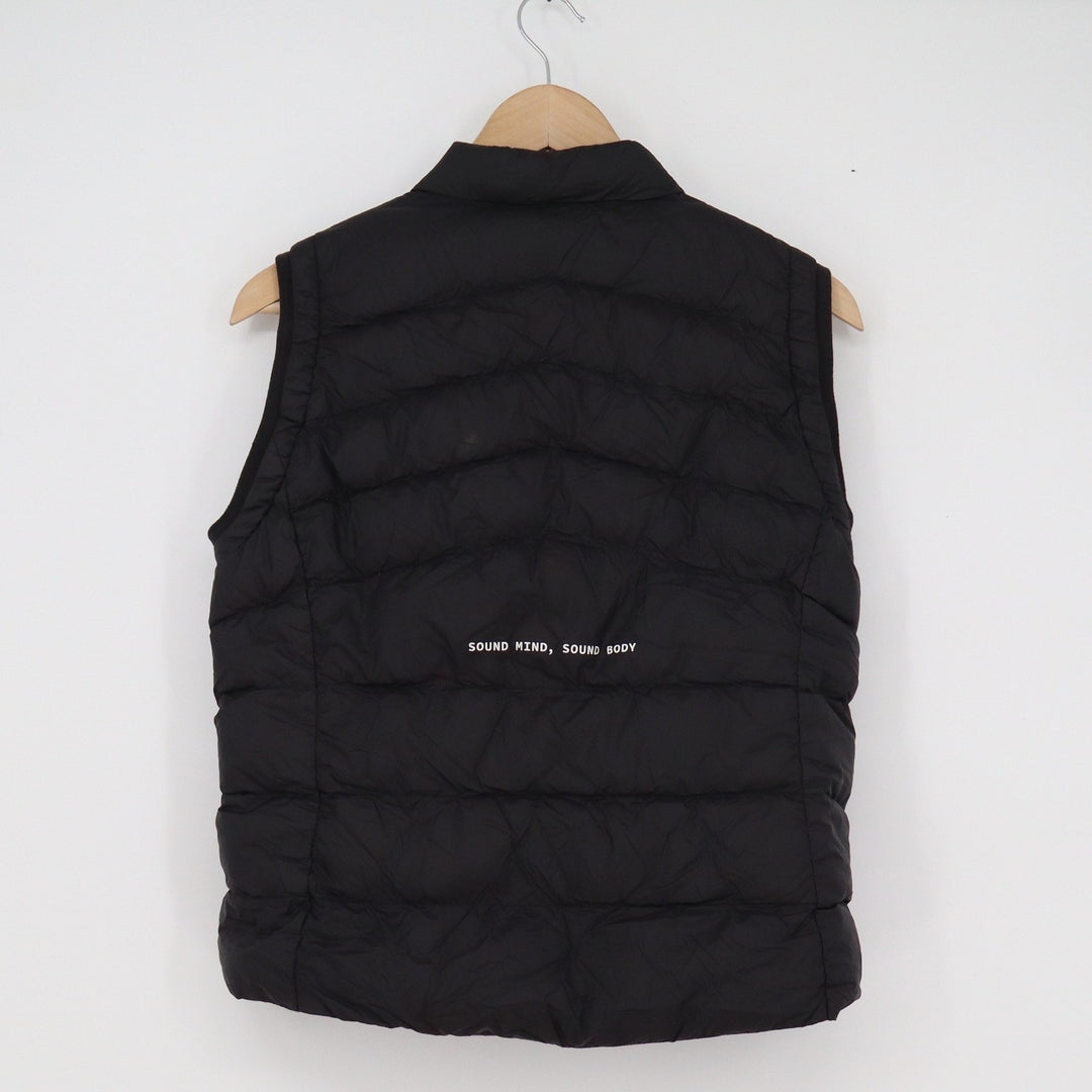 Asics Sound Mind Sound Body Black Down Puffer Vest Womens Medium Zip Up