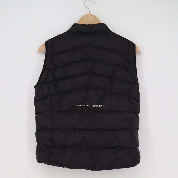 Asics Sound Mind Sound Body Black Down Puffer Vest Womens Medium Zip Up