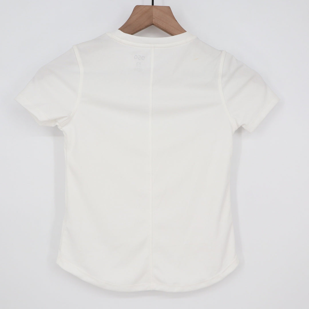 DSG Girls White Short Sleeve Athletic Performance Tee Shirt XS 6-7