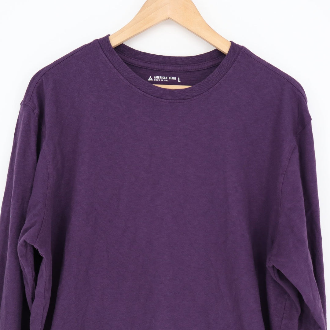 American Giant Premium Slub T-Shirt Mens Large Purple Cotton Knitted Crew Neck