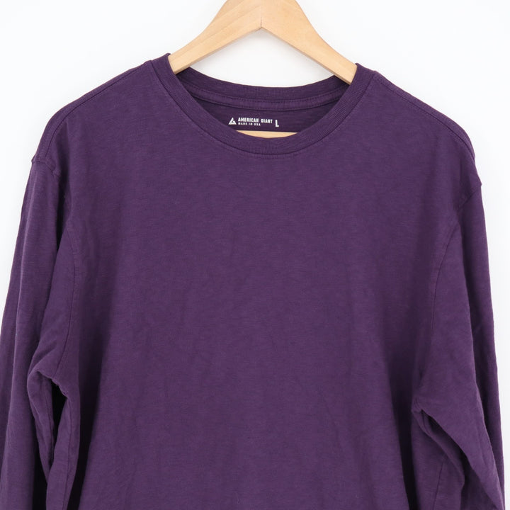 American Giant Premium Slub T-Shirt Mens Large Purple Cotton Knitted Crew Neck