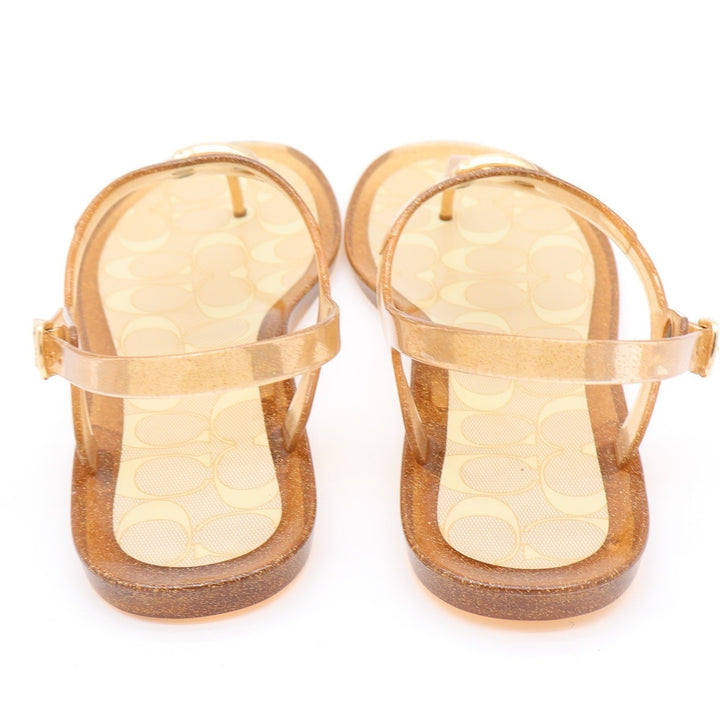 Coach Natalee Jelly Sandal Gold Glitter Monogram Womens 8
