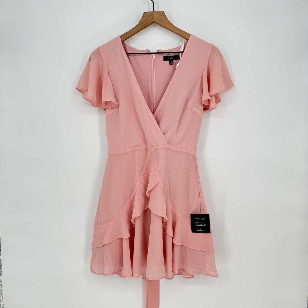 Lulus Sweet Like You Blush Ruffled Mini Dress Size S