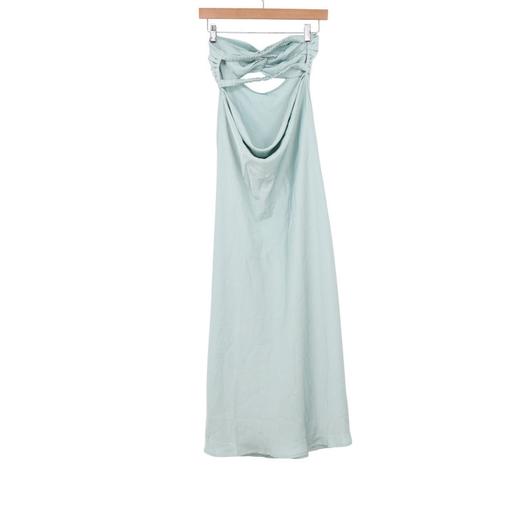 Realtix Light Blue Strapless Cutout Open Back Maxi Dress XS New