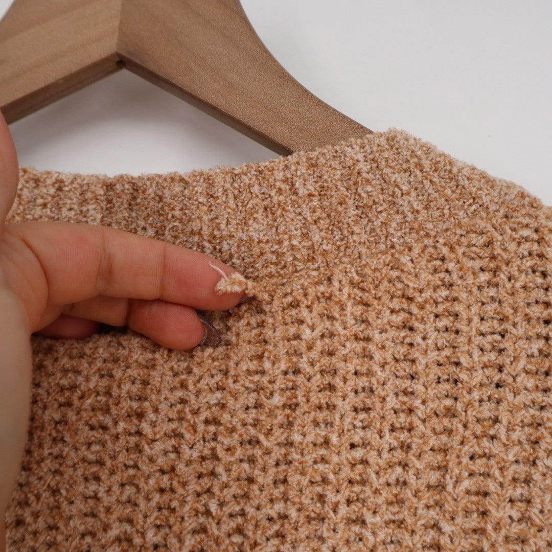 State Of Day Intimates Sweater Womens XL Brown Waffle Knit Long Sleeve V-Neck