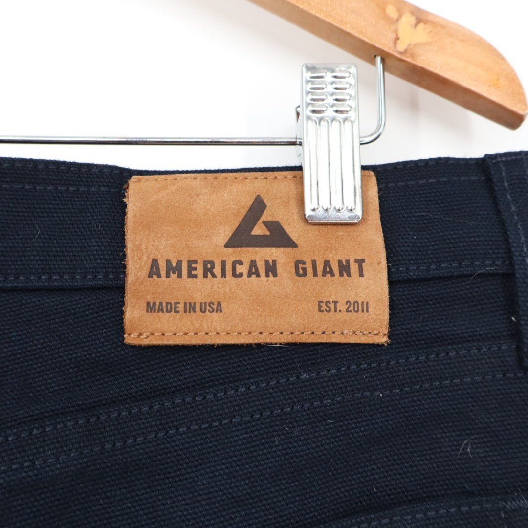 American Giant Roughneck Jeans Men 34X30 Blue Canvas Cotton Stretch Straight Leg