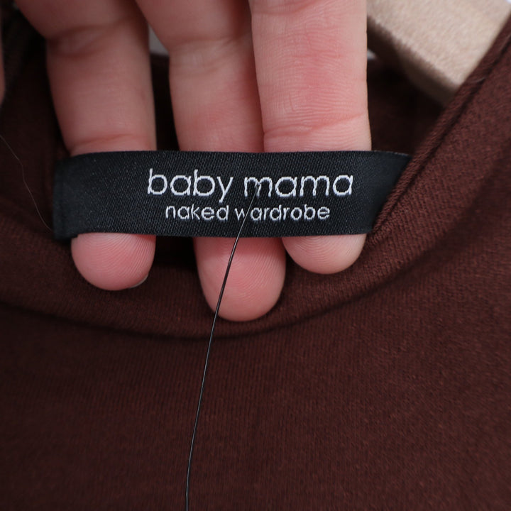 Naked Wardrobe Baby Mama Brown Sleeveless High Neck Romper XL