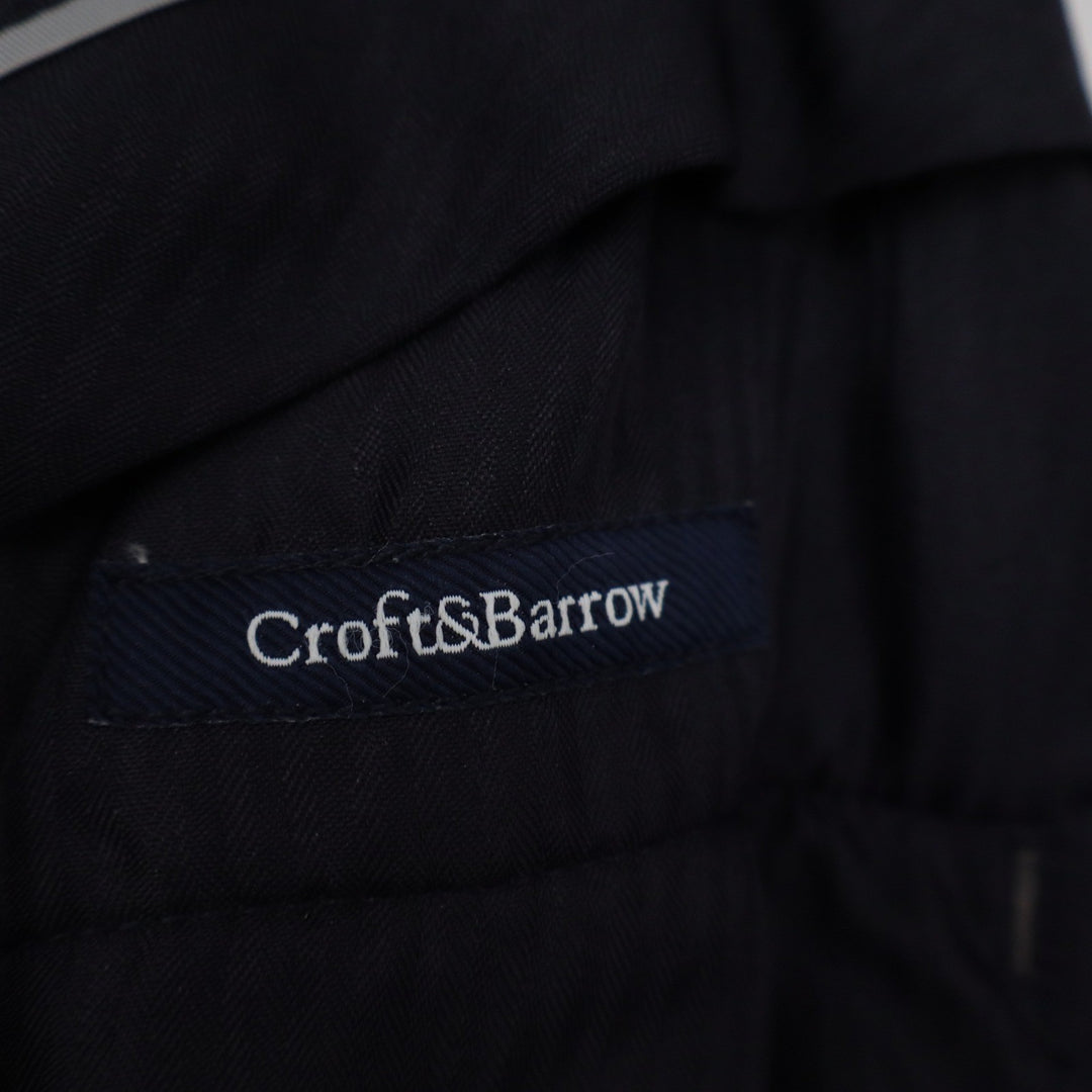 Croft & Barrow Mens Dress Pants 34x30 Charcoal Brown Wool Flat Front Slacks