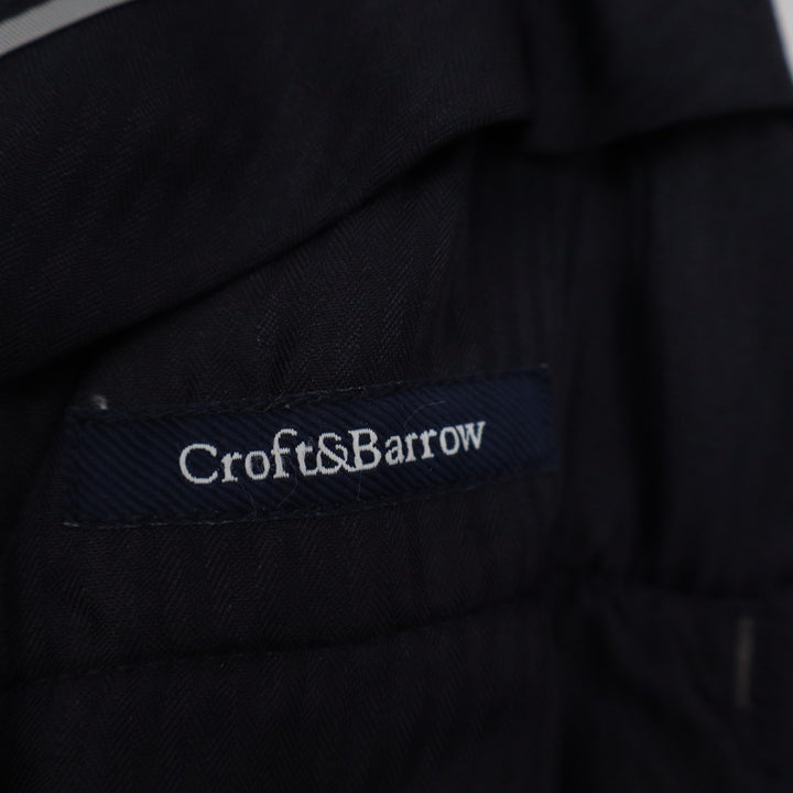 Croft & Barrow Mens Dress Pants 34x30 Charcoal Brown Wool Flat Front Slacks