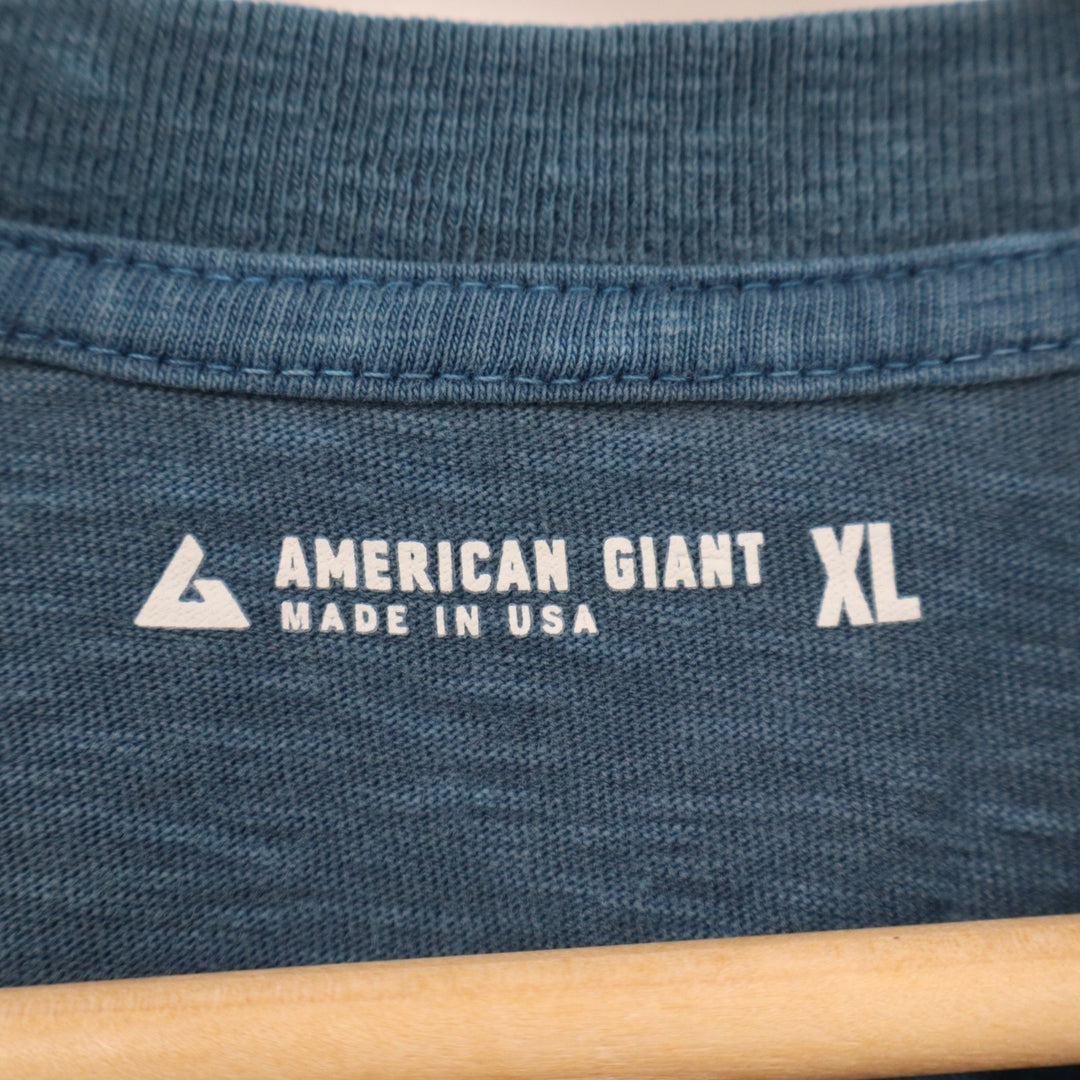 American Giant Broken-in Premium Slub Henley T Shirt Mens XL Teal Ribbed Collar