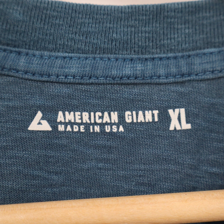 American Giant Broken-in Premium Slub Henley T Shirt Mens XL Teal Ribbed Collar