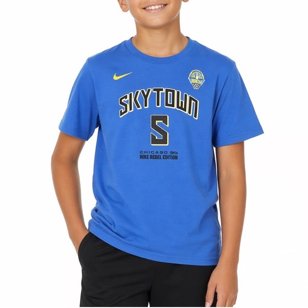 Nike Chicago Sky Angel Reese Skytown Rebel Edition Blue Youth Large T-Shirt 5