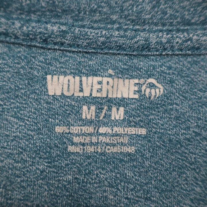 Wolverine Edge T-Shirt Mens Medium Heather Blue Cotton Crew Neck Long Sleeve