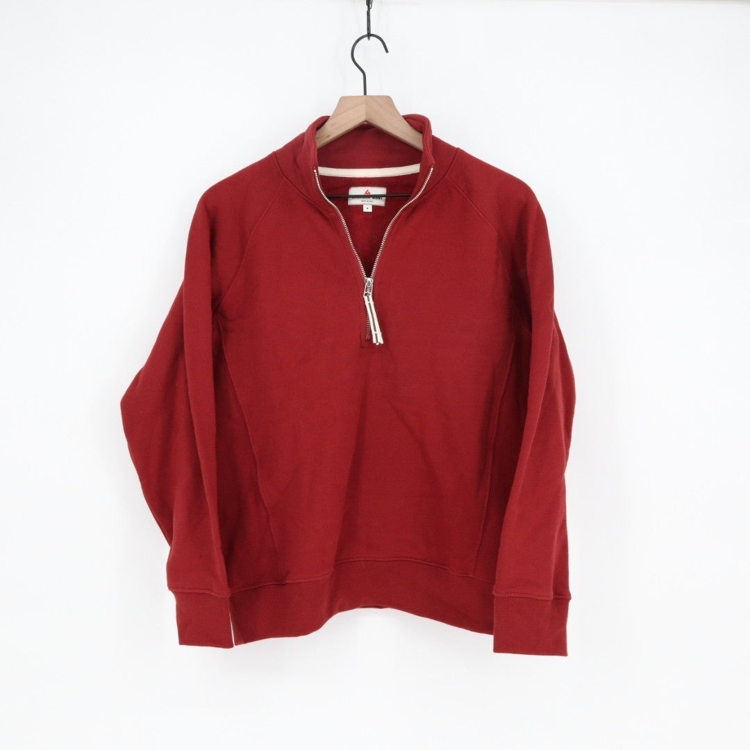American Giant Midweight Half Zip Sweatshirt Women Small Pomegranate Relaxed Fit