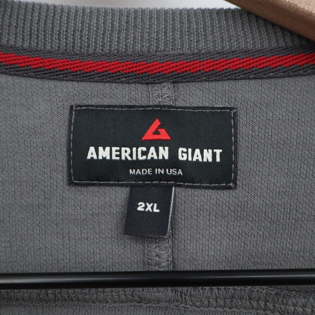 American Giant Broken-In Premium Slub T-Shirt Mens 2XL Washed Black Henley Neck