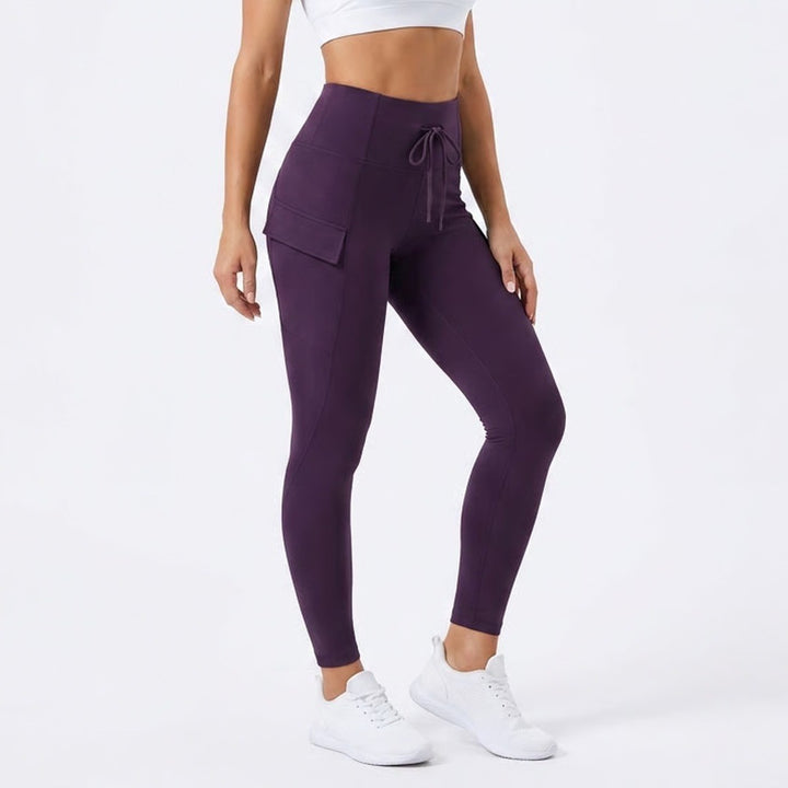 Spyder Active Womens XS Purple Cargo Pocket High Rise Drawstring Leggings