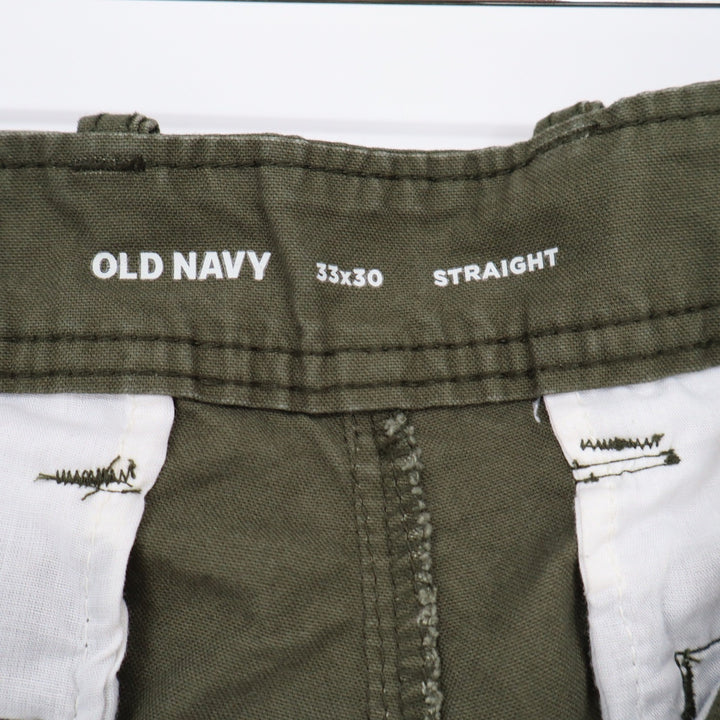 Old Navy Cargo Pants Mens 33x30 Straight Leg Olive Green Utility Excellent