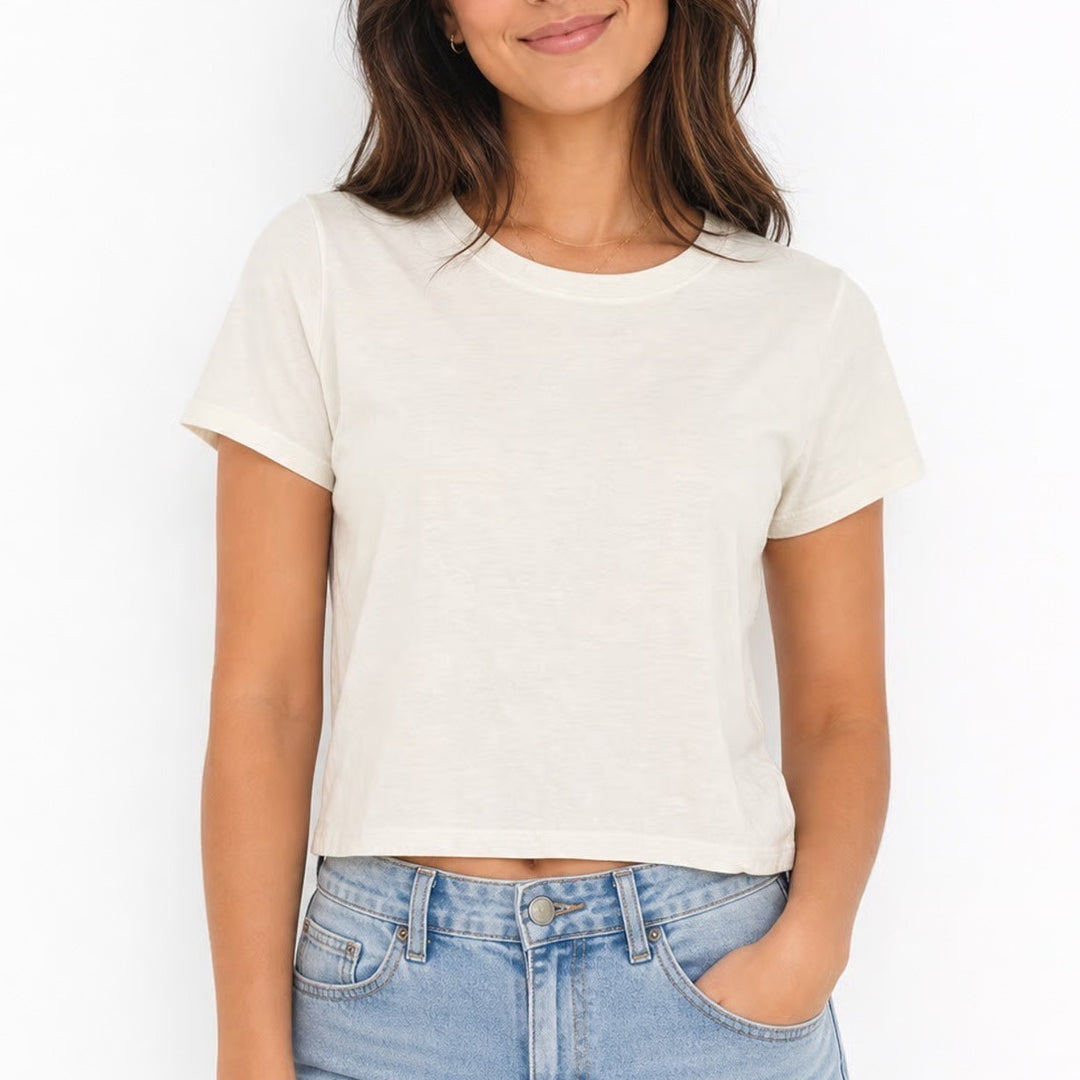Madewell Womens XS Cream Off White 100% Cotton Short Sleeve Crewneck T-Shirt