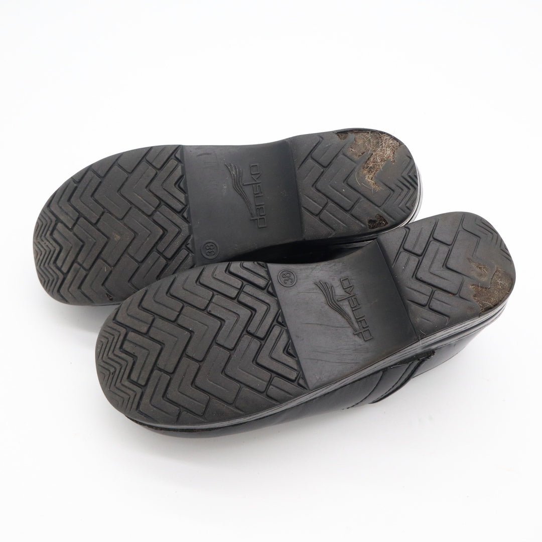 Dansko Professional Black Leather Clogs Womens Size 38 Comfort Shoes Slip On