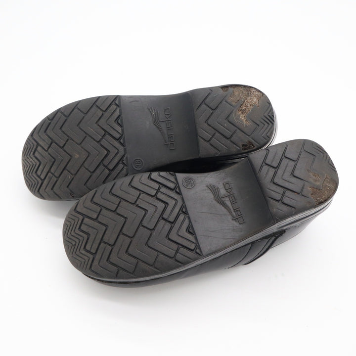 Dansko Professional Black Leather Clogs Womens Size 38 Comfort Shoes Slip On