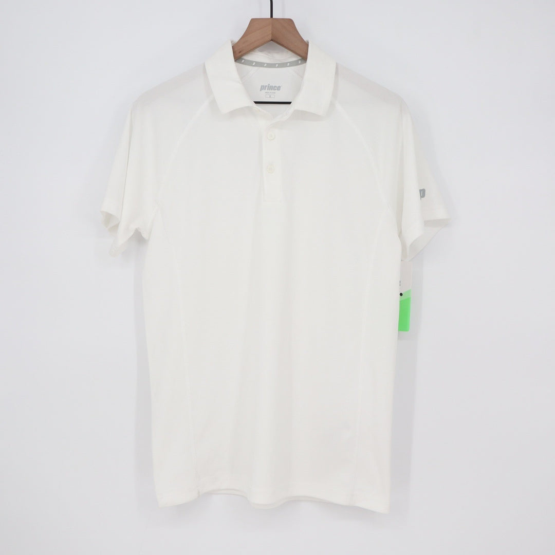Prince Mens Match Core Polo Shirt White Short Sleeve Tennis Size S