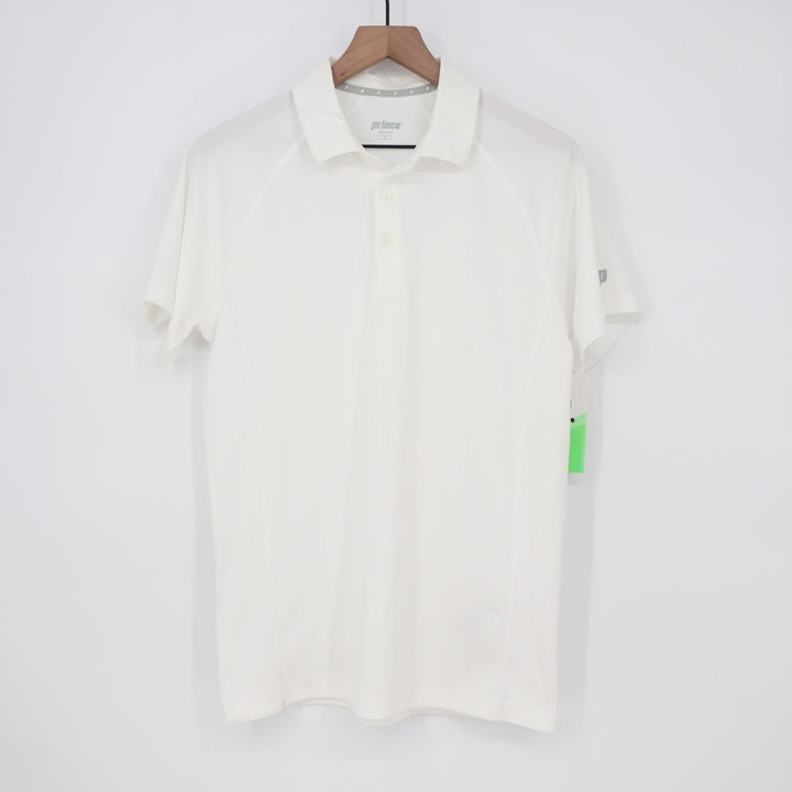 Prince Mens Match Core Polo Shirt White Short Sleeve Tennis Size S