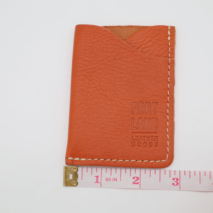 Portland Leather Goods Minimalist Womens Wallet Orange Leather Credit Card Slot