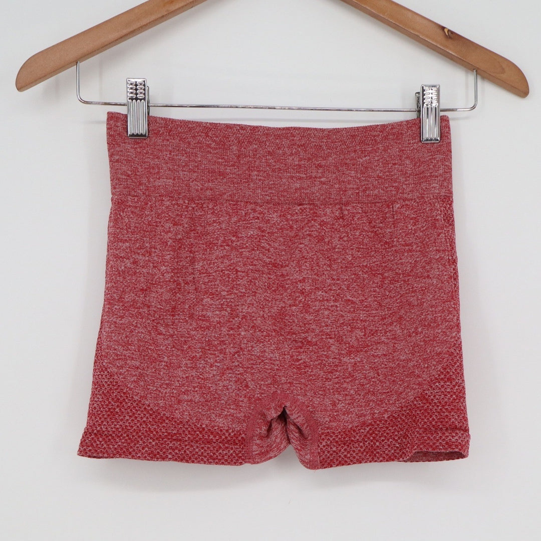 Unbranded Red Marled Scrunch Butt Seamless High Waist Athletic Gym Shorts