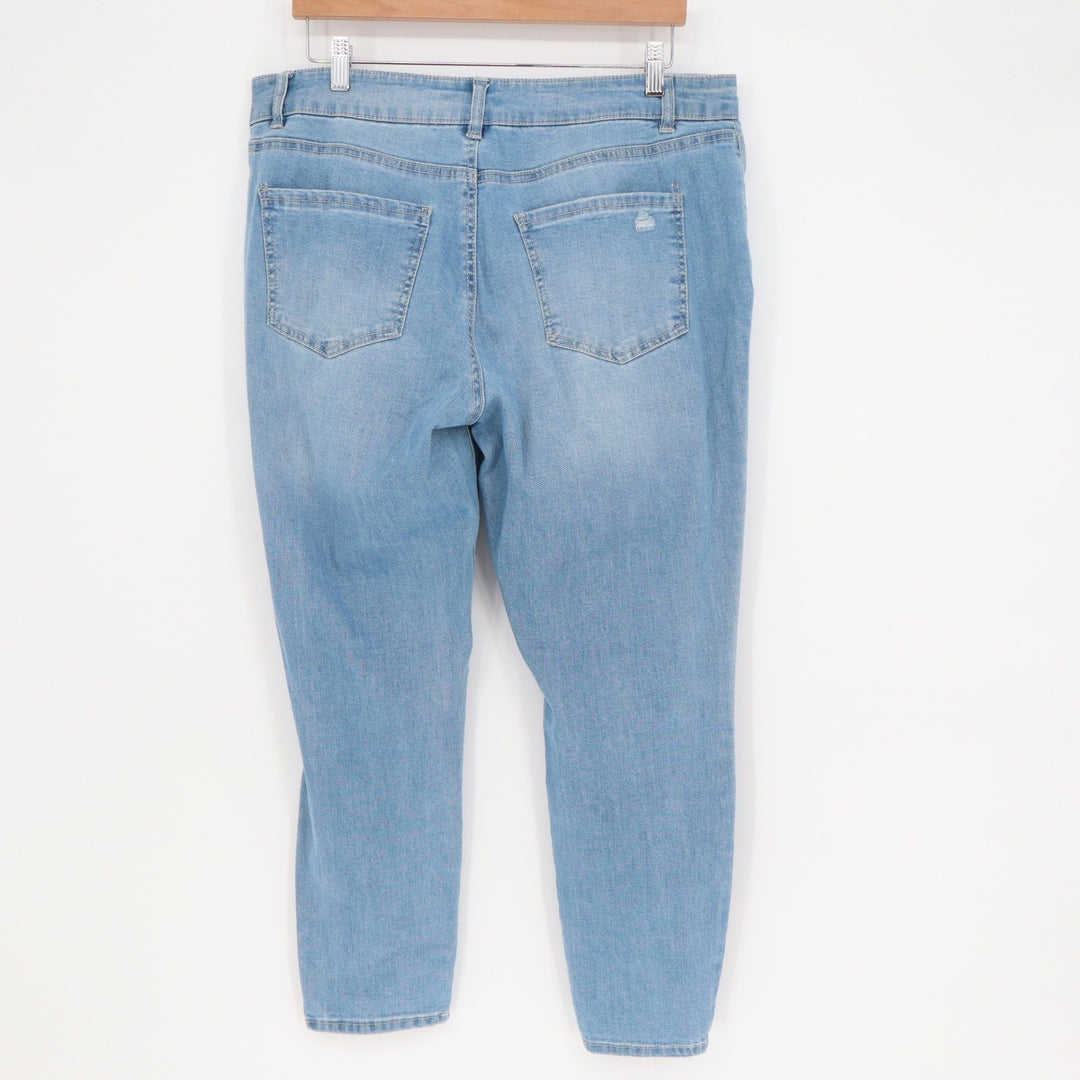 a.jeans Womens Size 16 Light Wash Distressed Skinny Jeans Frayed Hem Repreve