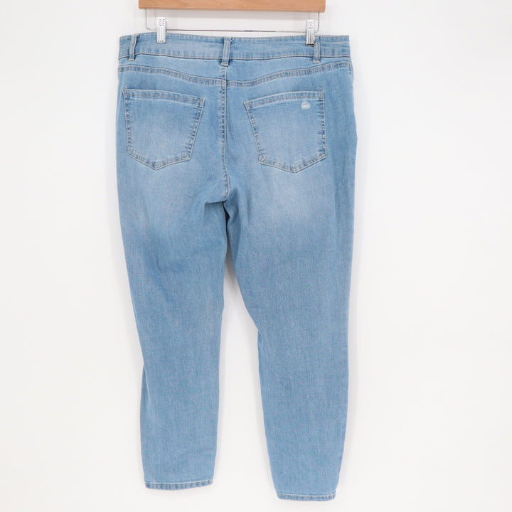 a.jeans Womens Size 16 Light Wash Distressed Skinny Jeans Frayed Hem Repreve