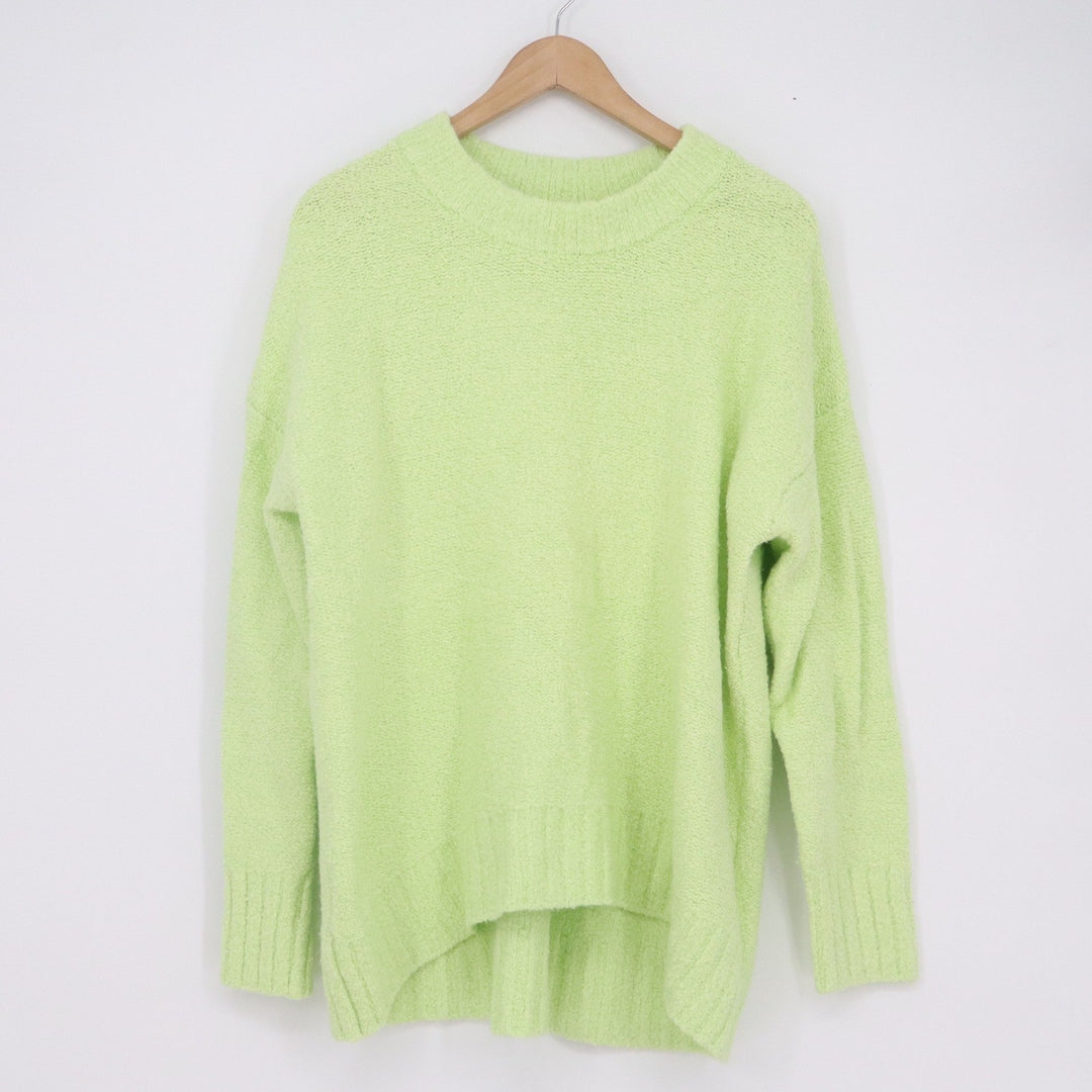 Old Navy Womens Lime Green Textured Knit Crew Neck Pullover Sweater Large L