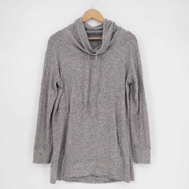 Aerie Just Add Leggings Tunic Top Womens Medium Heather Gray Stretch Cowl Neck
