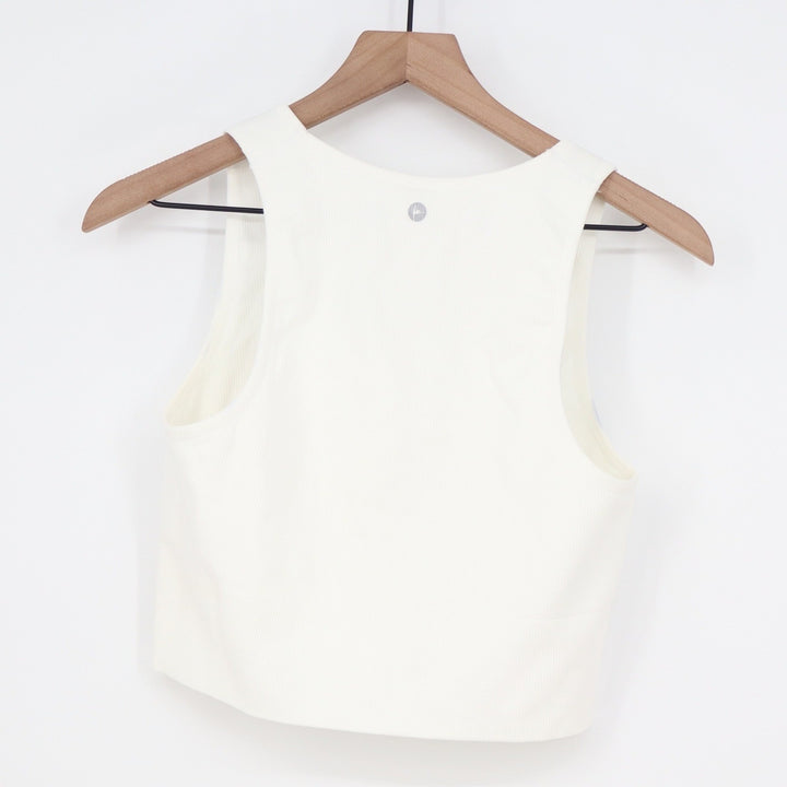 90 Degree by Reflex White Ribbed Seamless V-Neck Crop Tank Top XL
