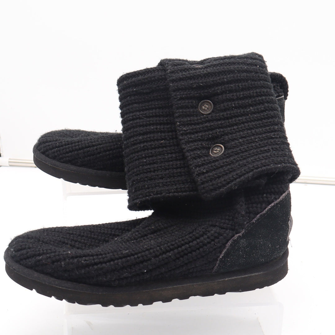 UGG Cardy Black Knit Button Slouch Sweater Boots Womens Size 9