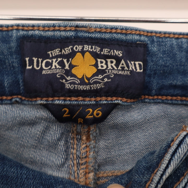 Lucky Brand Jeans Womens 2/26 Blue Denim Cotton Stretch Distressed Skinny Leg