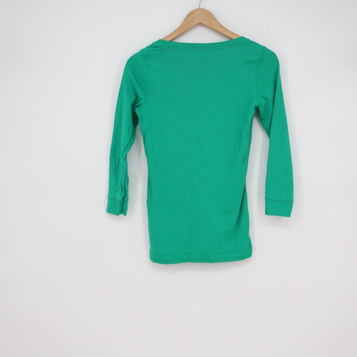 HM LOGG Womens Green Organic Cotton 3/4 Sleeve Henley Top Size S