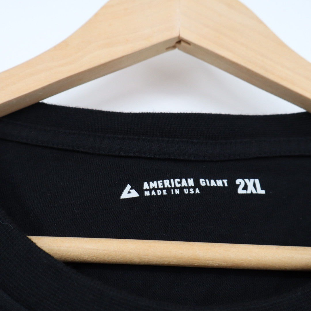 American Giant Mens Pocket T Shirt Black XXL Cotton Made in USA Crew Neck Casual