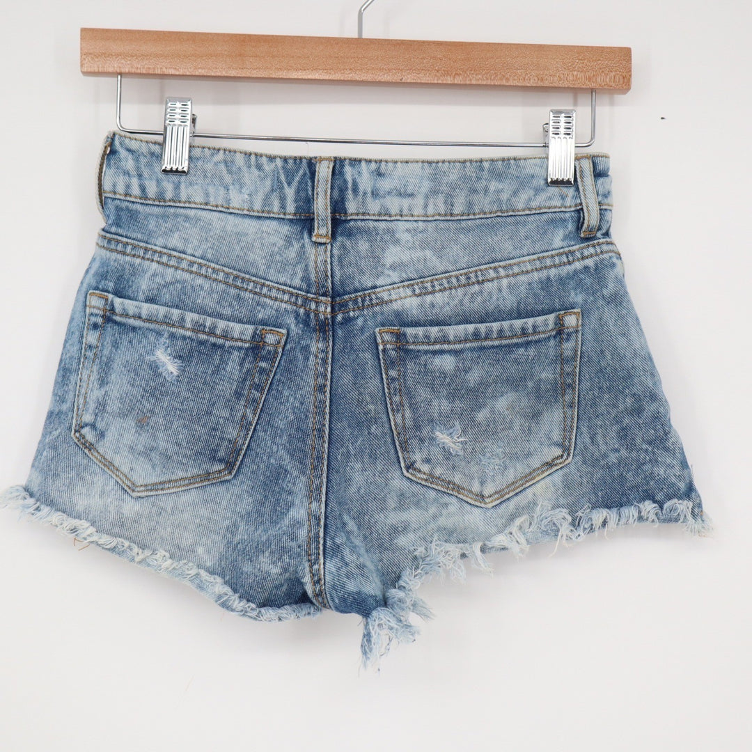 Bullhead Denim Co High Rise Distressed Denim Shorts Light Wash Size 0 10869