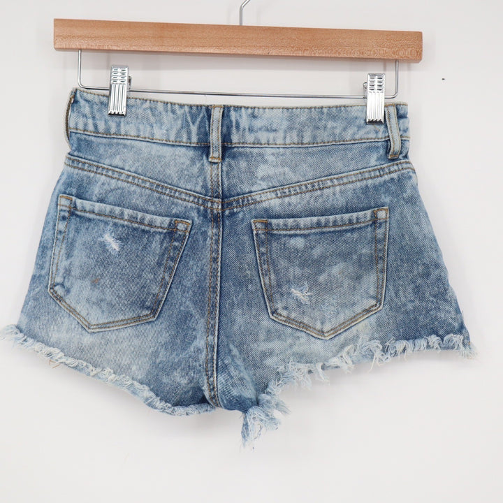 Bullhead Denim Co High Rise Distressed Denim Shorts Light Wash Size 0 10869
