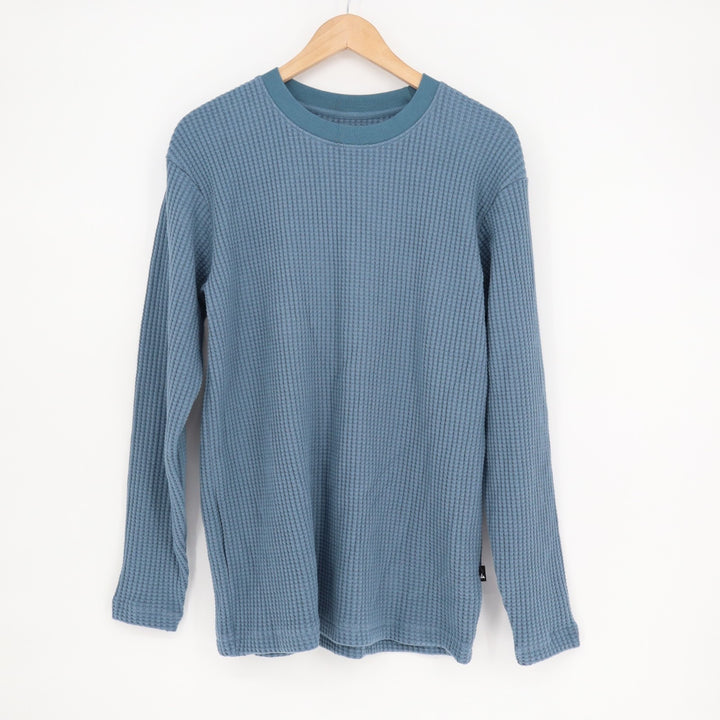 American Giant T-Shirt Mens Medium Bluefin Waffle Knit Cotton Stretch Crew Neck