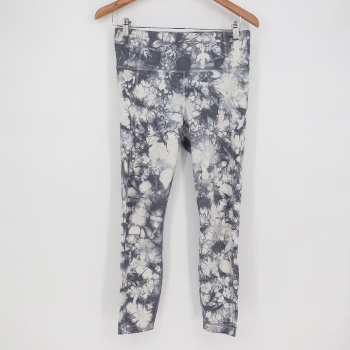 Athleta Tie Dye Leggings Activewear Pants Black White Size M