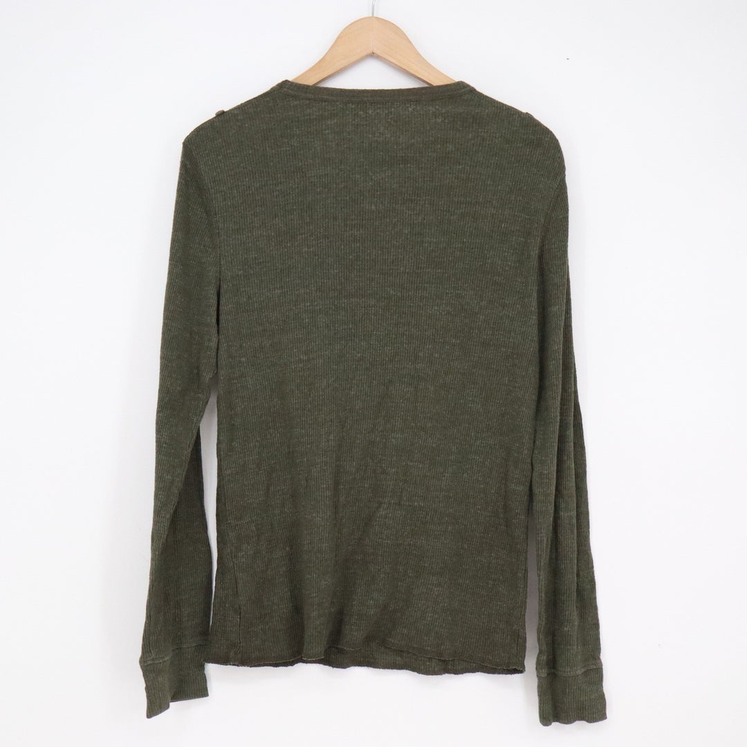 Helix Mens Olive Green Thermal Long Sleeve Shirt Military Epaulet Small