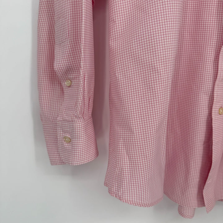 Polo Ralph Lauren Dress Shirt Mens 16.5 Pink White Check Regent Custom Fit