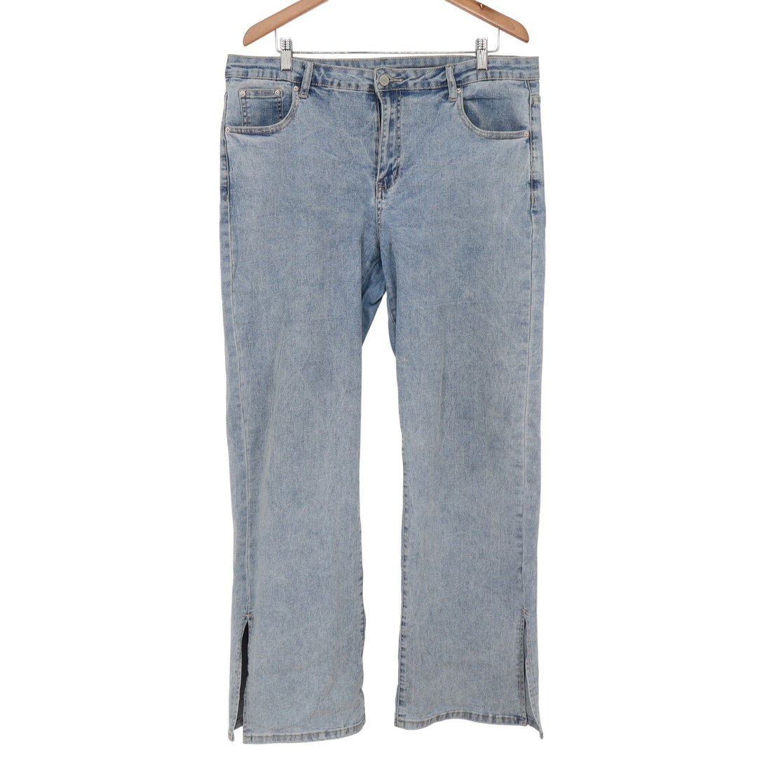 Unbranded Jeans Womens XL Straight Leg Light Wash Side Slit Denim Excellent