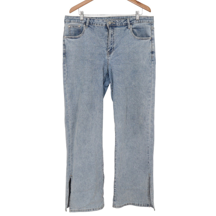 Unbranded Jeans Womens XL Straight Leg Light Wash Side Slit Denim Excellent