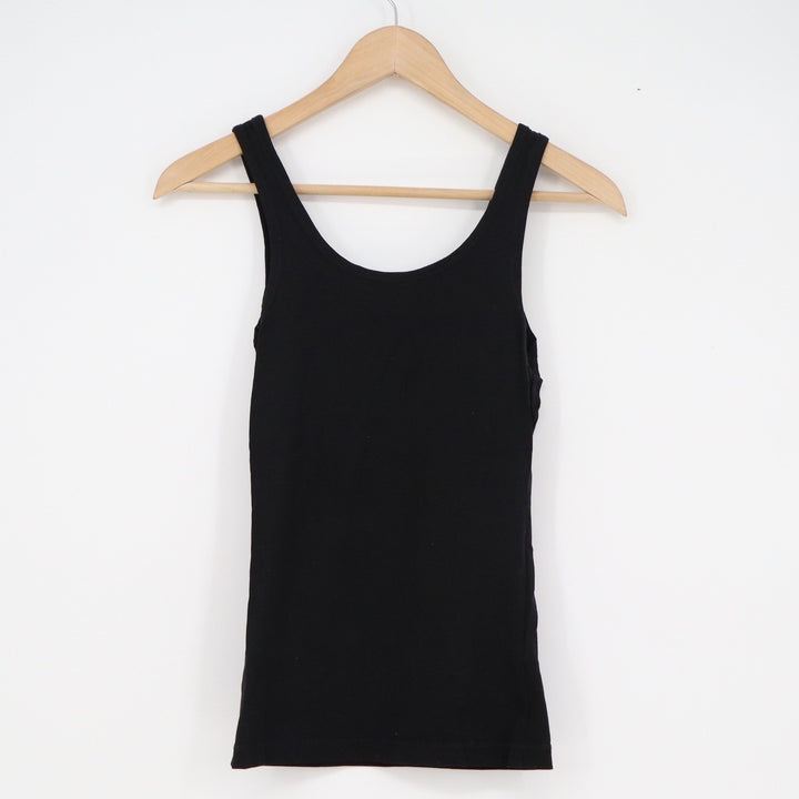 Divided by H&M Womens Black Scoop Neck Cotton Blend Tank Top Size 4 Slim Fit