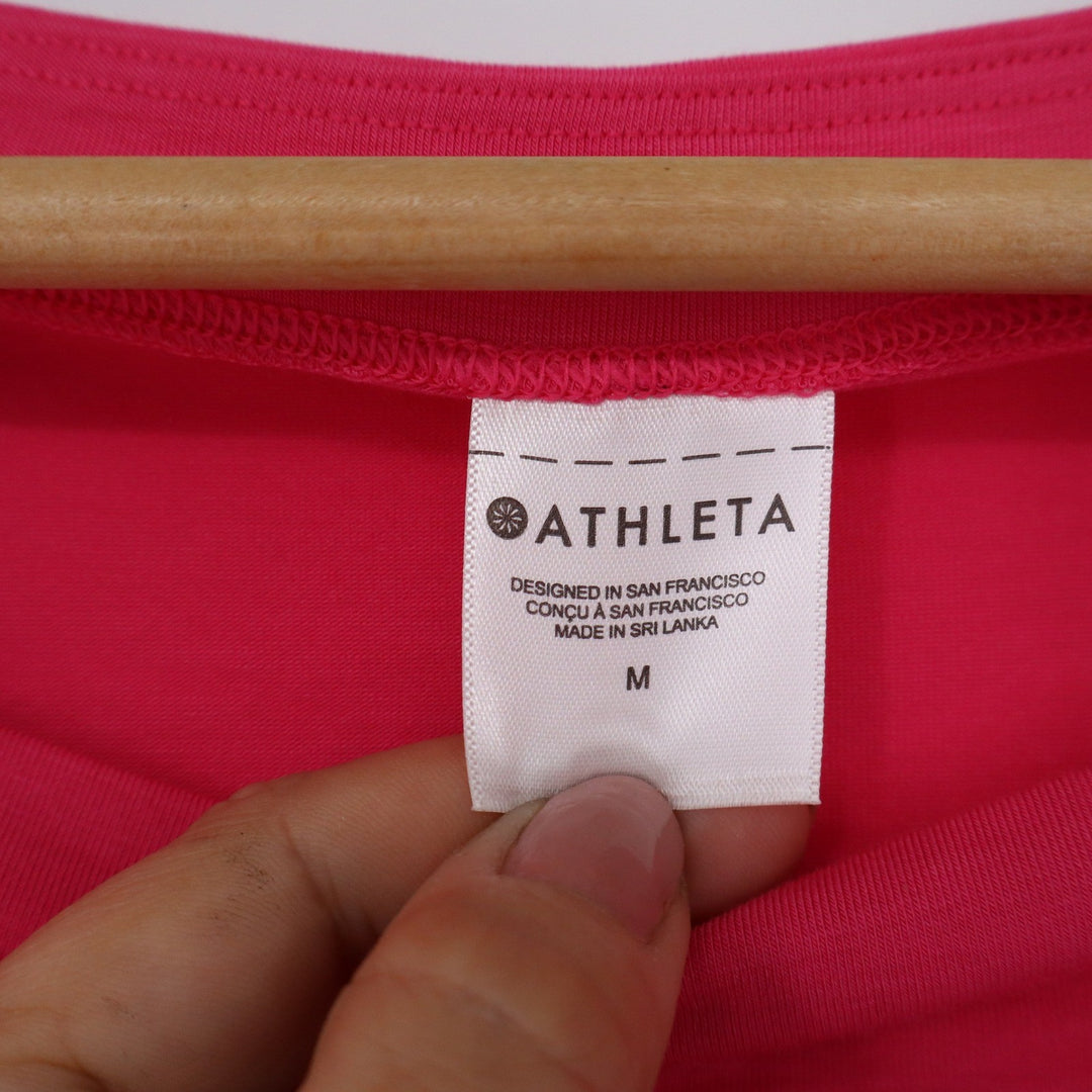 Athleta Pink Boat Neck Long Sleeve Top Cinched Side Tie Cropped Relaxed Medium